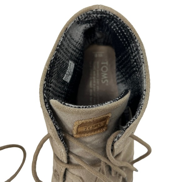 Toms Women's Wedge Booties Desert Beige Lace‎ up 8 Suede Shoe - Picture 11 of 11